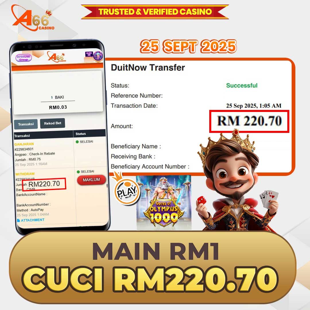 A66casino x Pragmatic : Gates of Olympus1000